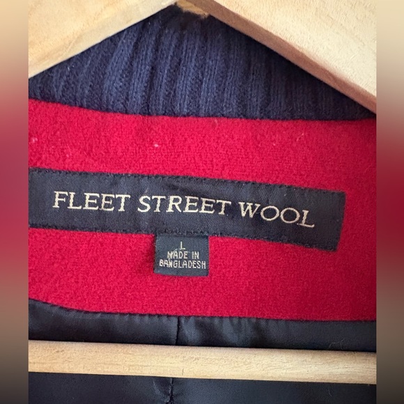Red Hooded Wool Coat by Fleet Street- Size Large - Picture 3 of 11